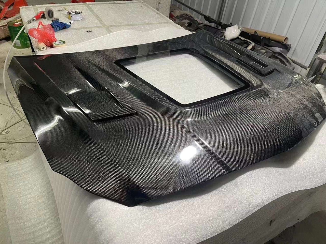 Mercedes W218 CLS63 Carbon Fiber Hood With Glass Engine Bay 2012-2017